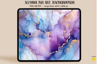 Blue, Purple And Gray Alcohol Ink Art