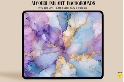 Blue, Purple And Gray Alcohol Ink Art