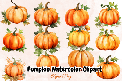 Pumpkin Watercolor Clipart Sublimation