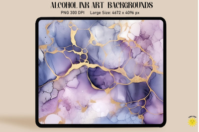 Blue, Purple And Gray Alcohol Ink Art