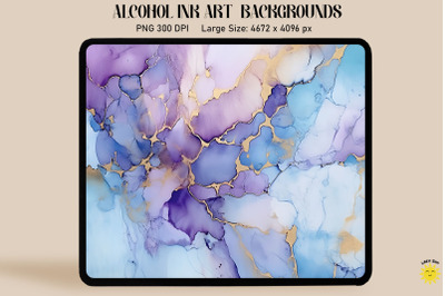 Blue, Purple And Gray Alcohol Ink Art