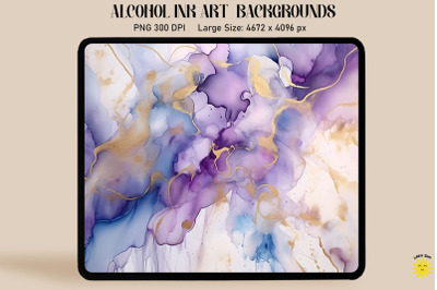 Blue, Purple And Gray Alcohol Ink Art