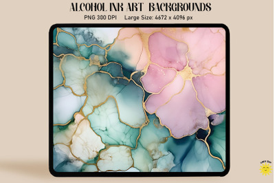 Green, Pink And Gray Alcohol Ink Art