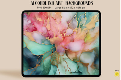 Green, Pink And Gray Alcohol Ink Art