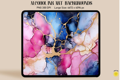 Pink, Blue And Black Alcohol Ink Art