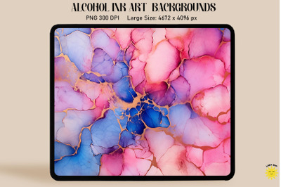 Pink, Blue And Black Alcohol Ink Art