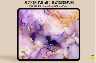 Purple, Black And White Alcohol Ink Art