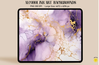 Purple, Black And White Alcohol Ink Art