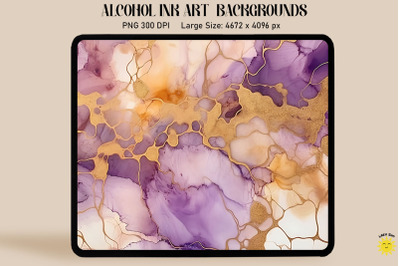 Purple, Yellow And Brown Alcohol Ink Art