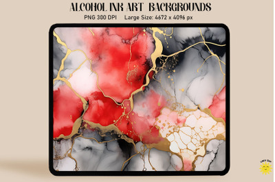 Red, Black And Gray Alcohol Ink Art