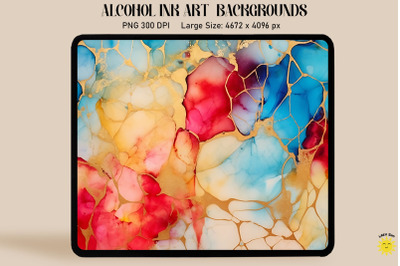 Red, Blue And Yellow Alcohol Ink Art