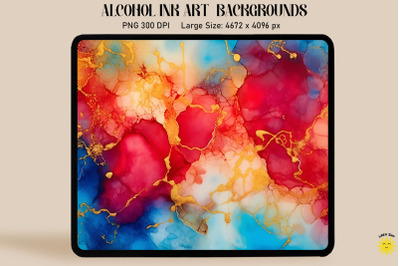 Red, Blue And Yellow Alcohol Ink Art