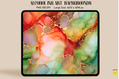 Red, Green And Brown Alcohol Ink Art