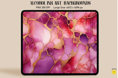 Red, Purple And Gold Alcohol Ink Art