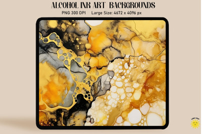 Yellow, Brown And Black Alcohol Ink Art