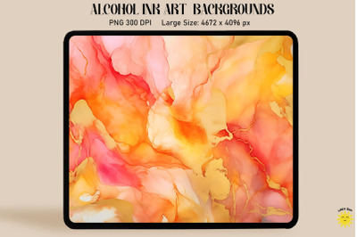 Yellow, Orange And Pink Alcohol Ink Art