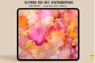 Yellow, Orange And Pink Alcohol Ink Art