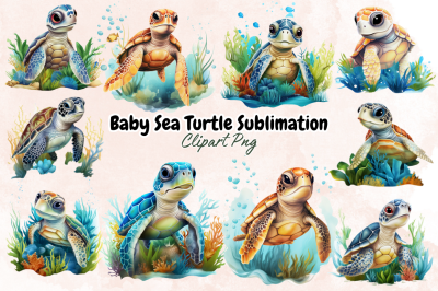 Baby Sea Turtle Sublimation Clipart