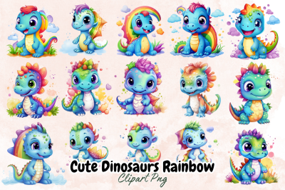 Cute Dinosaurs Rainbow Sublimation