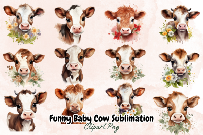 Funny Baby Cow Sublimation Clipart