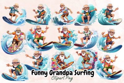 Funny Grandpa Surfing Sublimation