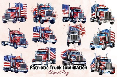 Patriotic Truck Sublimation Clipart