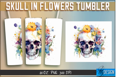 Skull in Flowers Tumblers Bundle Wrap 20 oz v.1