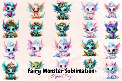 Fairy Monster Sublimation Clipart Bundle