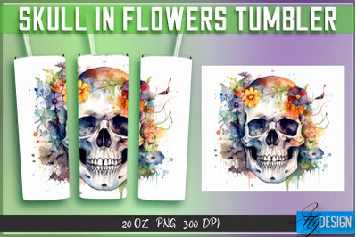 Skull in Flowers Tumblers Bundle Wrap 20 oz v.2