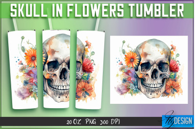 Skull in Flowers Tumblers Bundle Wrap 20 oz v.2