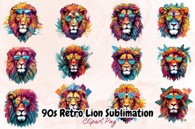 90s Retro Lion Sublimation Clipart