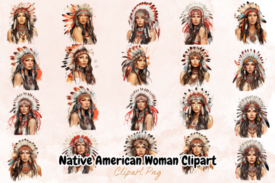 Native American Woman Clipart Bundle