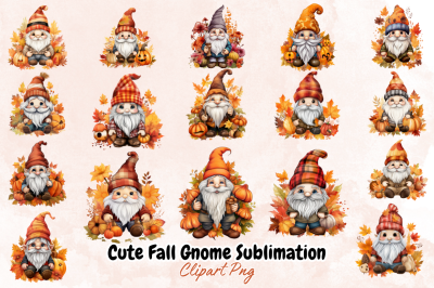 Cute Fall Gnome Sublimation Clipart