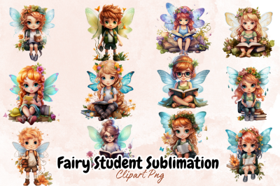 Fairy Student Sublimation Clipart Bundle