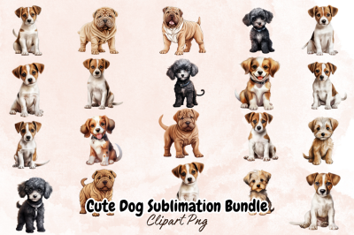 Cute Dog Sublimation Clipart Bundle 2