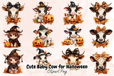 Cute Baby Cow for Halloween Clipart