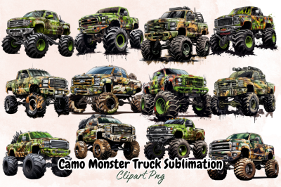 Camo Monster Truck Sublimation Clipart