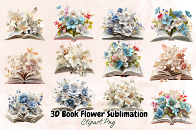 3D Book Flower Sublimation Clipart