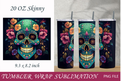 Day of the dead tumbler, Halloween Sugar skull png