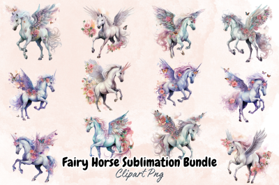 Fairy Horse Sublimation Clipart Bundle