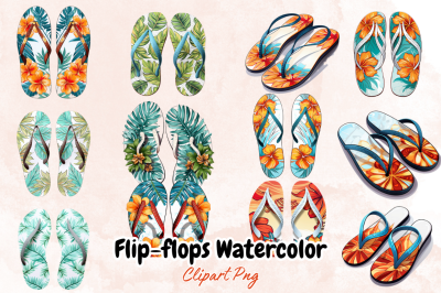 Flip-flops Watercolor Clipart Bundle