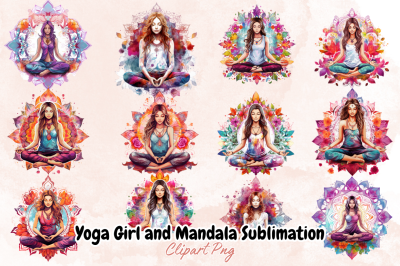 Yoga Girl and Mandala Sublimation Bundle