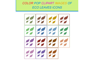 15 COLOR POP CLIPART IMAGES OF ECO LEAVES ICONS