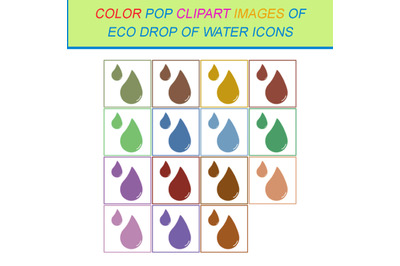 15 COLOR POP CLIPART IMAGES OF ECO DROP OF WATER ICONS