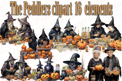 Halloween Clipart,The peddlers clipart,Witchcraft Clipart,Jack o lante