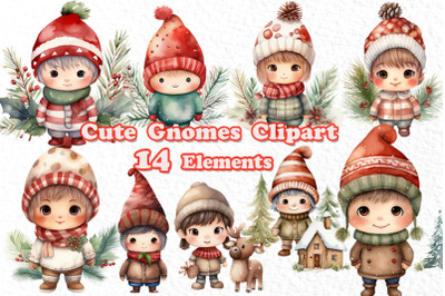Christmas Gnomes clipart Cute characters Png Holiday clipart