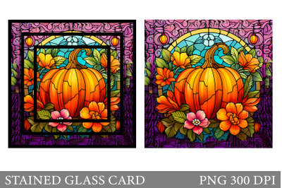 Stained Glass Pumpkin Card. Stained Glass Flower Card Design