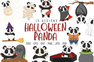 Halloween Panda Clipart Bundle