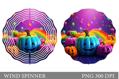 Rainbow Pumpkin Wind Spinner. Cute Halloween Wind Spinner