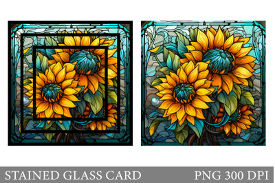 Stained Glass Sunflowers Card. Stained Glass Card Design